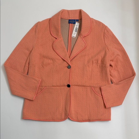 Pendleton Jackets & Blazers - Pendleton 2X Plus Cotton Knit Coral Pink Structured Blazer Jacket NWT